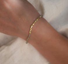 Labradorite and Metal Beaded bracelet, Handcrafted brass gold plated jewelry 6.5\